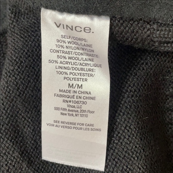 NWT Vince Black Wool Mixed Media Coat Medium - Picture 9 of 9